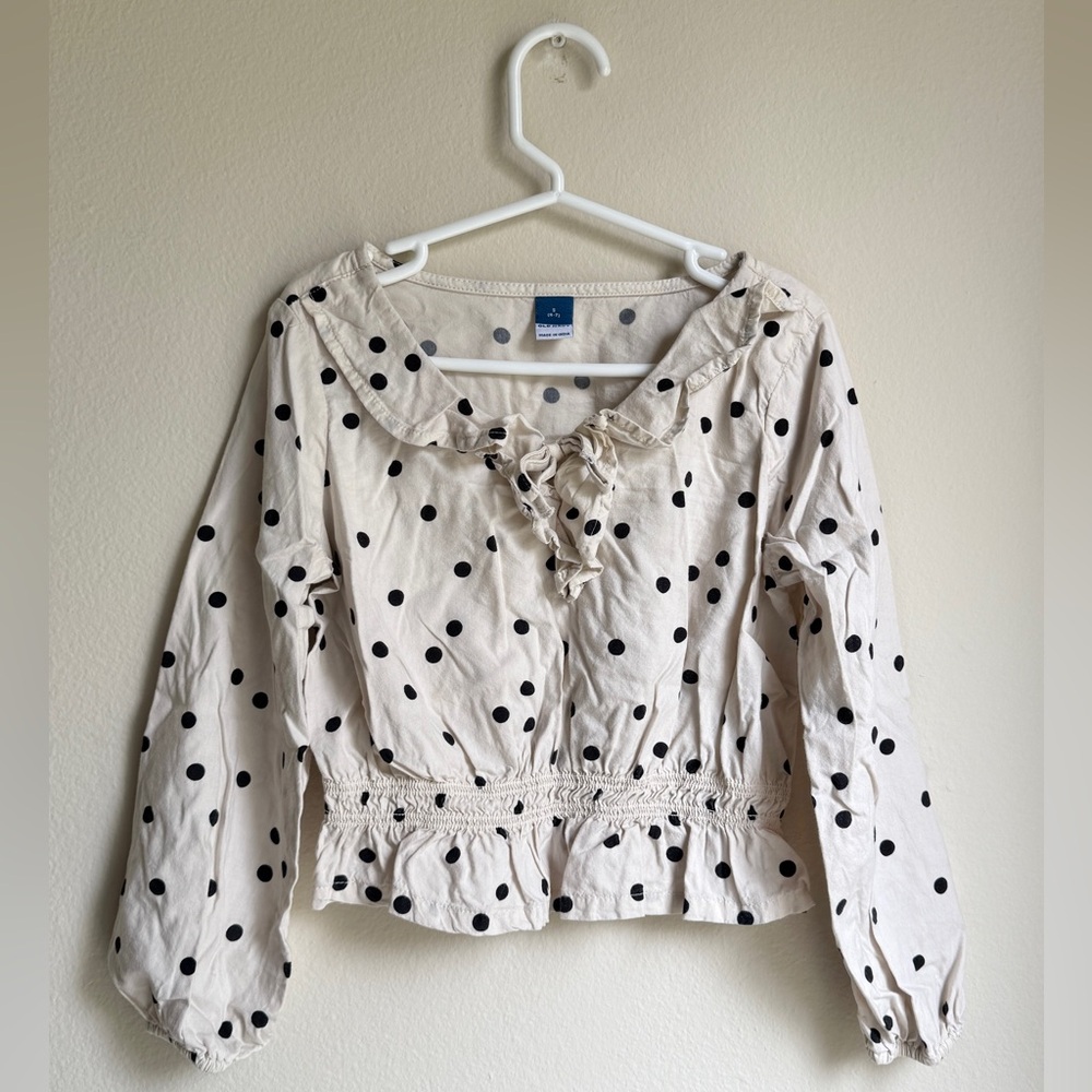 Old Navy Girls Cream Tie Front Sailor Collar Blouse 6/7 Small